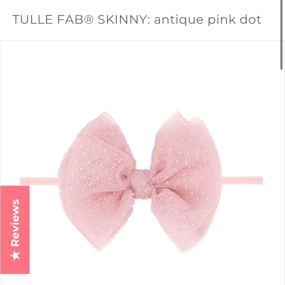 Baby bling bows- Tulle skinny dot in antique pink